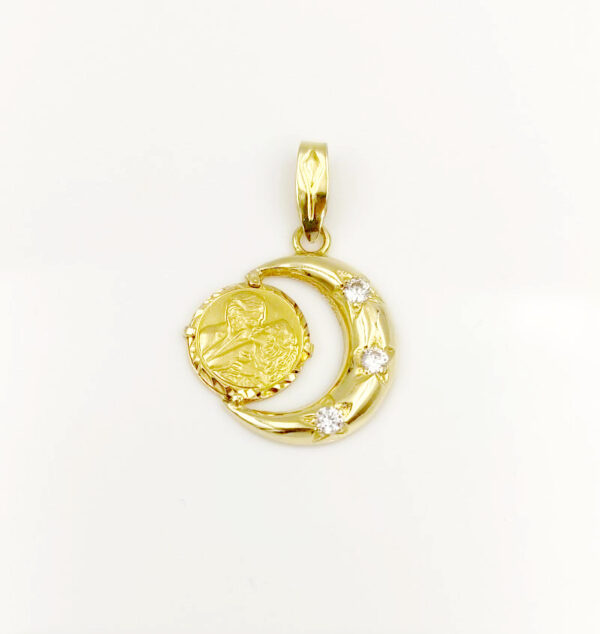 Medalla enamorados en oro 18k circonitas