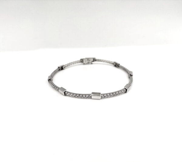 Pulsera de Oro blanco y piedras circonitas