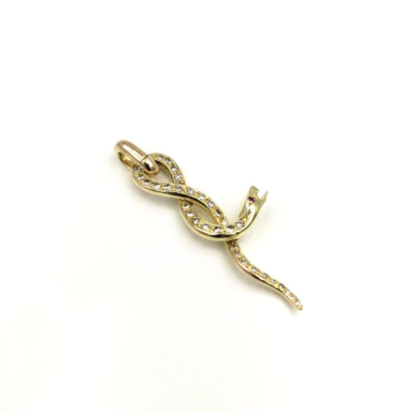 Colgante Serpiente en Oro 18k y brillantes - Imagen 3