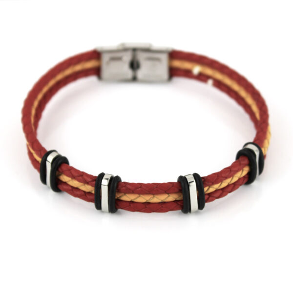Pulsera marca Liska 845BR919 en acero y cuero en color rojo y amarillo