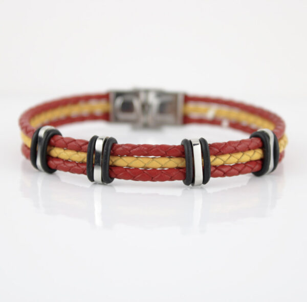 Pulsera marca Liska 845BR919 en acero y cuero en color rojo y amarillo