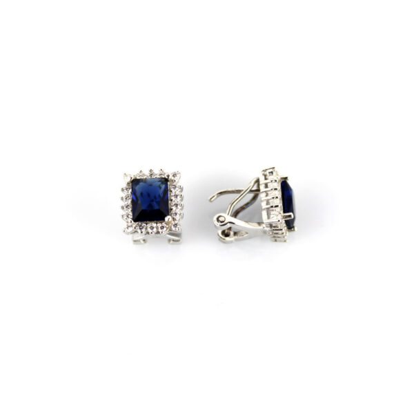 Pendientes Piedra Cristal azul y circonitas en Plata - Imagen 2