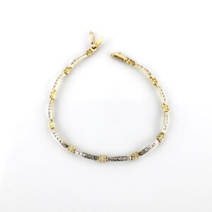 Pulsera bicolor en Oro 18k y circonitas