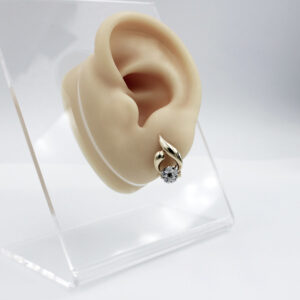 Pendientes rubí y circonitas bicolor en Oro 18k