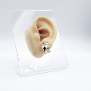 Pendientes bicolor con circonitas Cierre Omega en Oro 18 kla