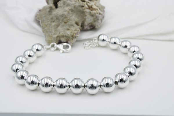 PULSERA PLATA, PULSERA BOLAS, PULSERA MUJER, PULSERA SEÑORA
