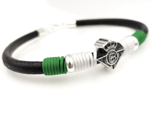 Pulsera Real Betis Balompié en Plata y Cuero - Imagen 2