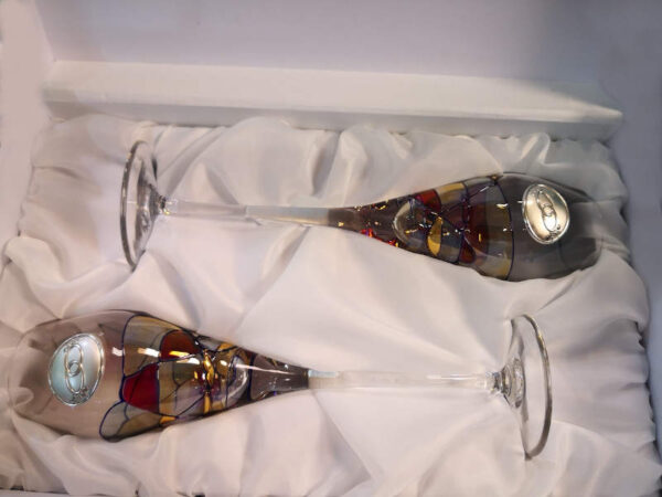 Juego Copas de Boda en Cristal soplado colores - Imagen 3