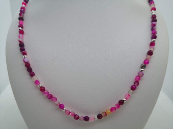 Collar de Plata Ágata Fucsia