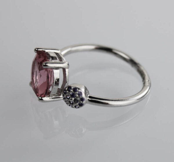 Sortija  Rosa De Francia y Circonitas Lilas en Plata - Imagen 2