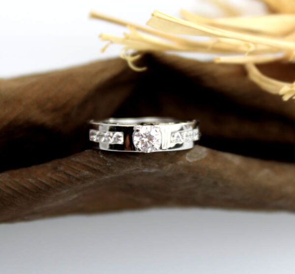 Sortija Oro 18k blanco con circonitas - Imagen 3