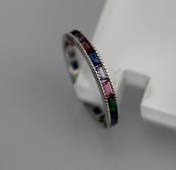 Sortija Piedras de Colores en Plata ley 925 - Imagen 2