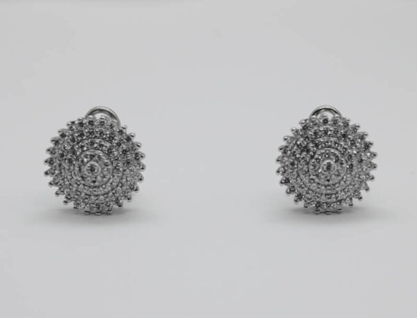 Pendientes redondos con circonitas en Plata ley rodiada - Imagen 3