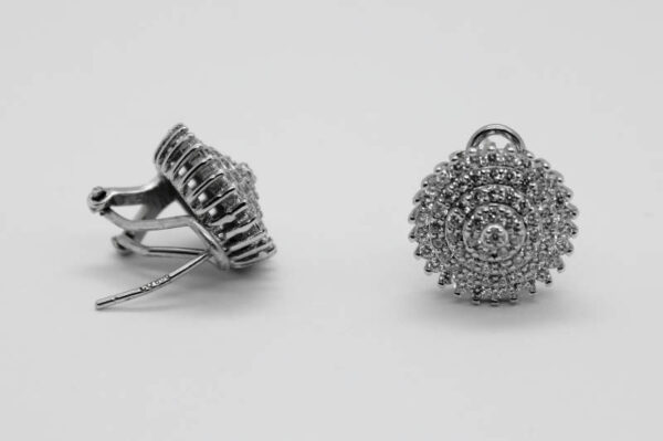 Pendientes redondos con circonitas en Plata ley rodiada - Imagen 4