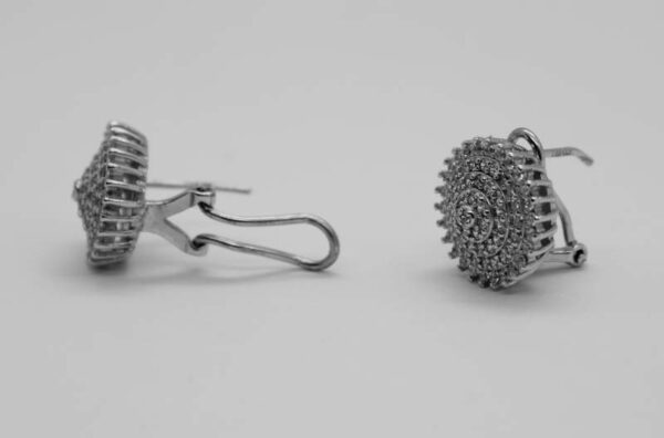 Pendientes redondos con circonitas en Plata ley rodiada - Imagen 2