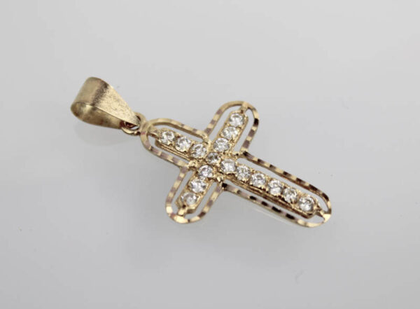 Cruz con Circonitas en Oro 18 k