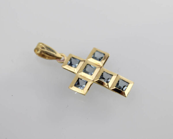Cruz  de  Aguamarina en Oro 18 k - Imagen 2