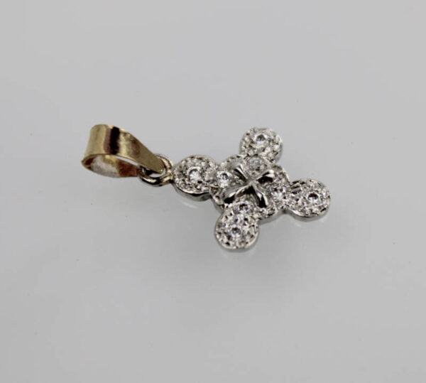 Cruz de Oro blanco 18 k y piedras circonitas - Imagen 3