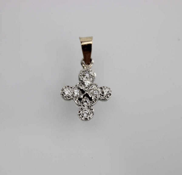 Cruz de Oro blanco 18 k y piedras circonitas