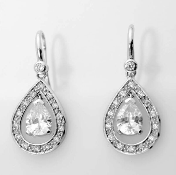 Pendientes largos con circonita en Plata Ley Rodiada - Imagen 5