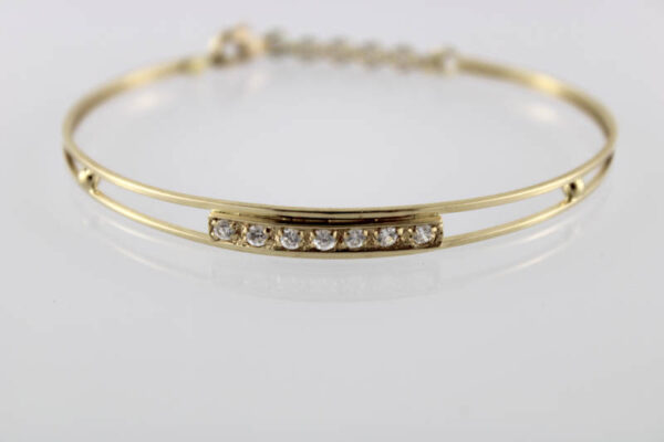 Pulsera Hilo Semirígida Ovalada con Circonitas en Oro - Imagen 2