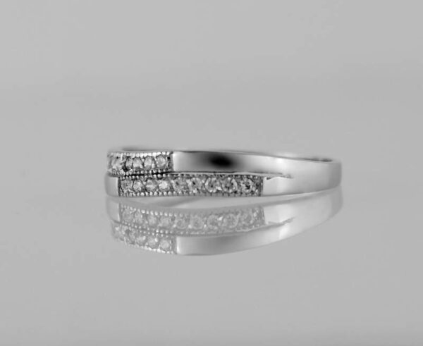 Sortija Oro Blanco 18k y Piedras circonitas - Imagen 3