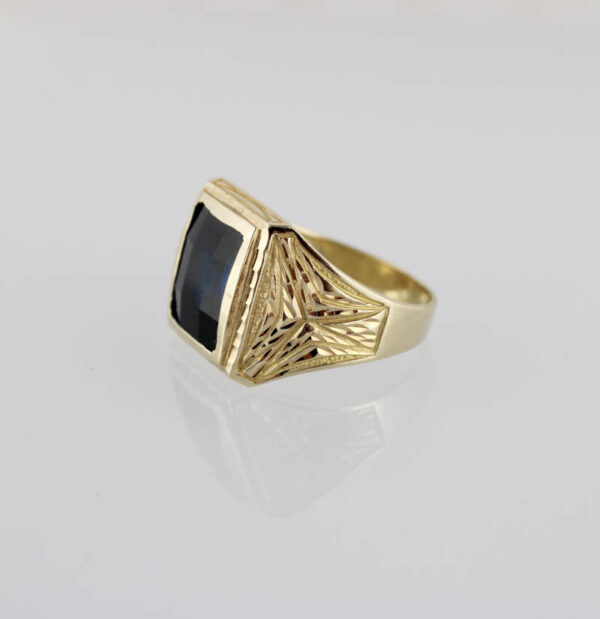Sello Piedra azul en Oro 18k Hombre - Imagen 2