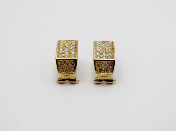 Pendientes rectangular con cierre omega en Oro 18kla - Imagen 4