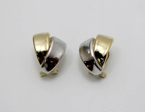 Pendientes Oro Blanco y Amarillo 18 kla. Cierre Omega