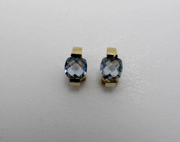 Pendientes Aguamarina Facetada en  Oro 18 kla - Imagen 4
