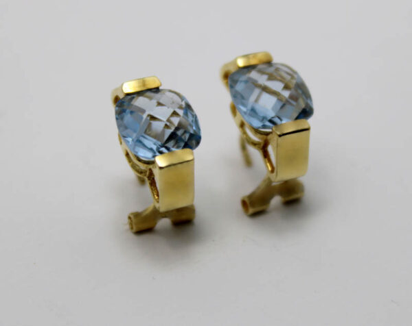 Pendientes Aguamarina Facetada en  Oro 18 kla - Imagen 3
