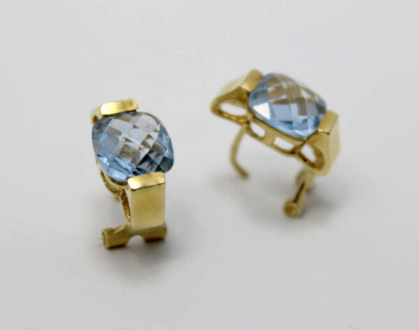 Pendientes Aguamarina Facetada en  Oro 18 kla - Imagen 2