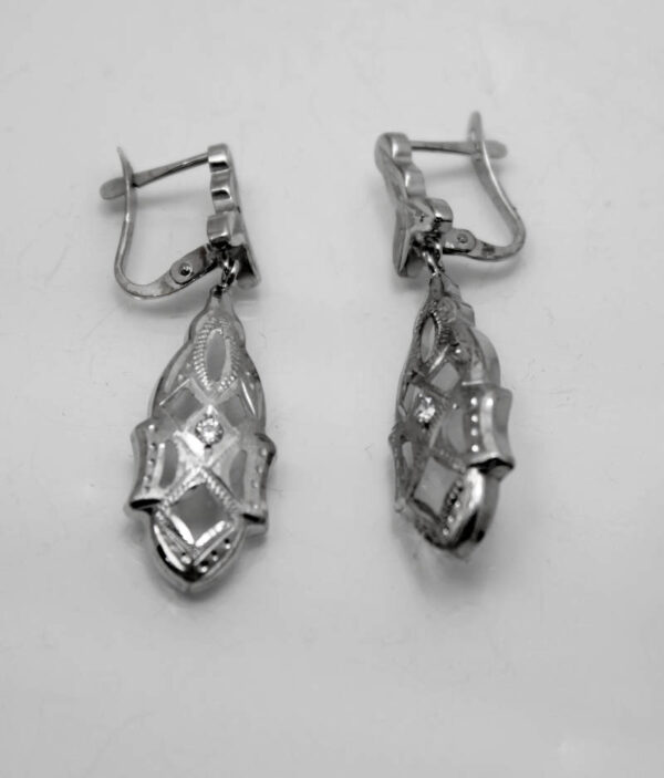 Pendientes Cordobeses en Oro blanco 18 k. y Circonita - Imagen 3