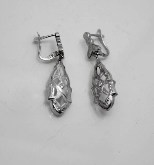 Pendientes Cordobeses en Oro blanco 18 k. y Circonita - Imagen 2