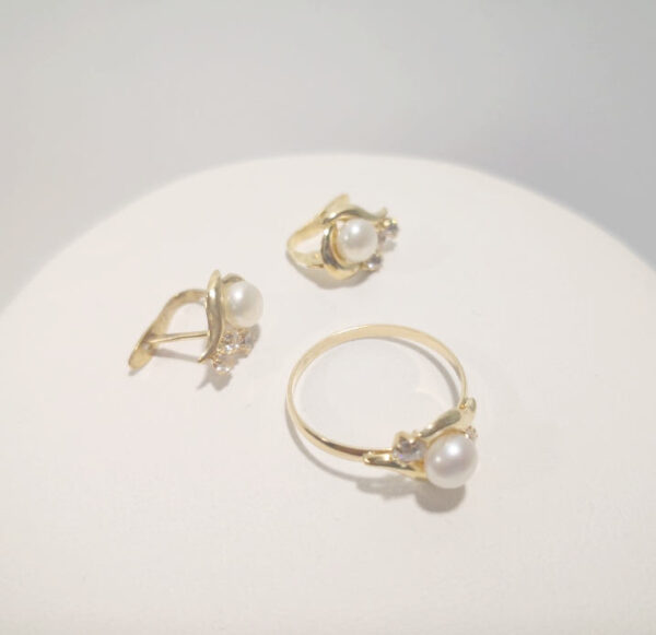 Juego Comunión Perlas y Circonitas de Oro 18k - Imagen 2