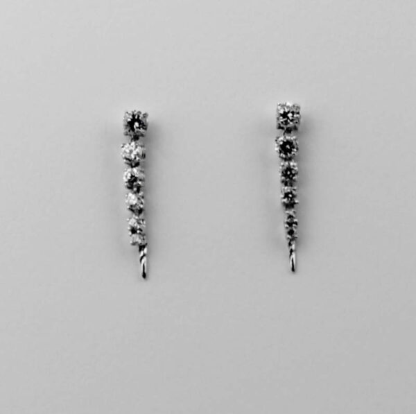 Pendientes Chorrera en Oro Blanco y Circonitas - Imagen 4