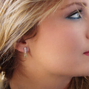 Pendientes Bicolor en Oro 18k. Circonitas