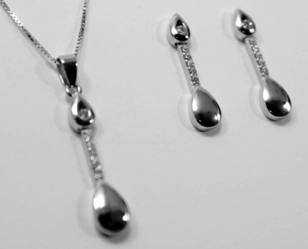 Juego Plata Ley Rodiada y circonitas Tres piezas