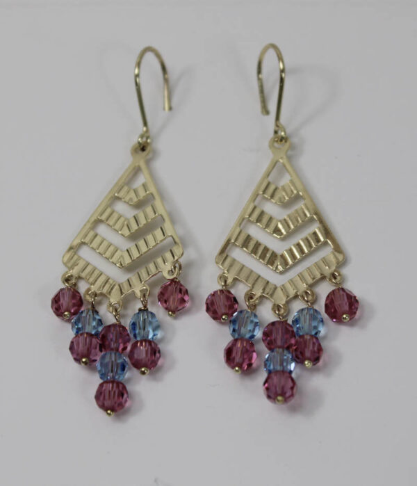 Pendientes largos con Piedras Color en Oro 18k