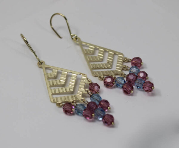 Pendientes largos con Piedras Color en Oro 18k - Imagen 4