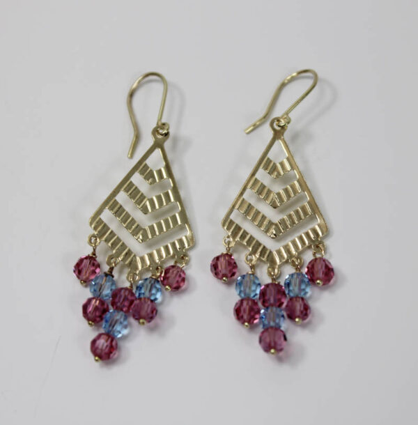 Pendientes largos con Piedras Color en Oro 18k - Imagen 3