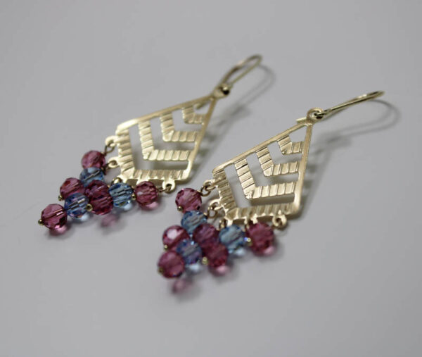 Pendientes largos con Piedras Color en Oro 18k - Imagen 2