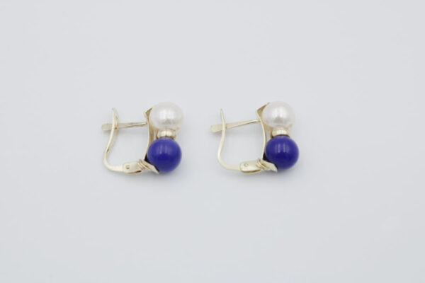 Pendientes lapizlazuli y perla cultivada en Oro 18 k - Imagen 3