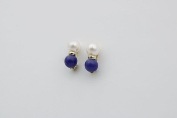 Pendientes lapizlazuli y perla cultivada en Oro 18 k