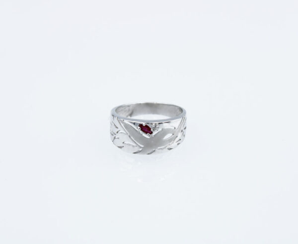Sortija con Rubí y Circonita en Oro blanco 18 k - Imagen 4