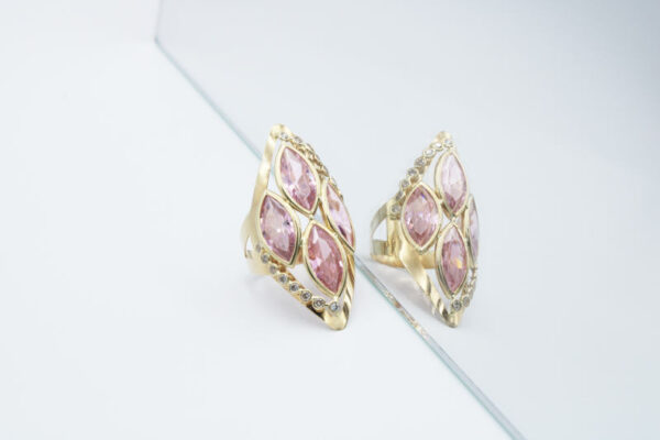Lanzadera en Oro 18 k  Piedras Rosa de Francia y Circonitas - Imagen 6