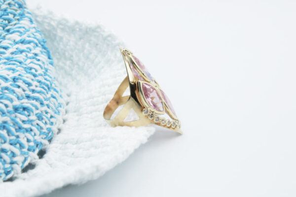 Lanzadera en Oro 18 k  Piedras Rosa de Francia y Circonitas - Imagen 3