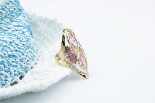 Lanzadera en Oro 18 k  Piedras Rosa de Francia y Circonitas - Imagen 2
