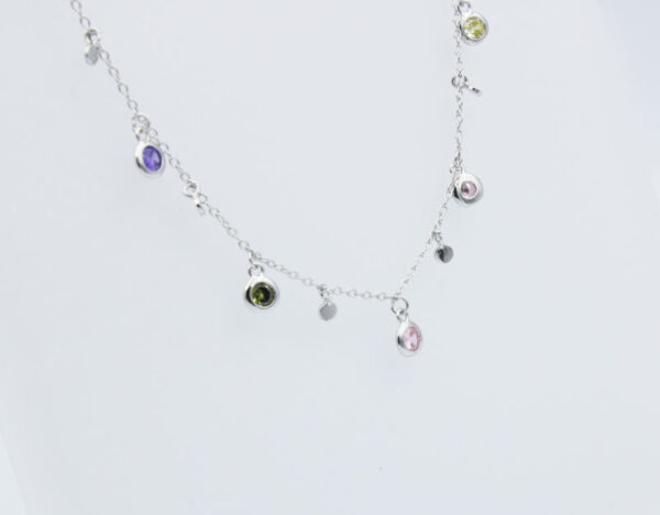 Gargantilla Piedras Circonitas colores en Plata ley - Imagen 3