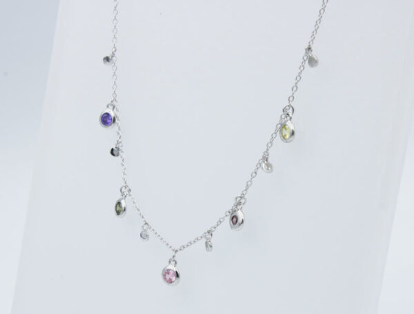 Gargantilla Piedras Circonitas colores en Plata ley - Imagen 2
